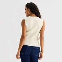 Bold Elements Womens Crew Neck Button Open Front Sweater Vest