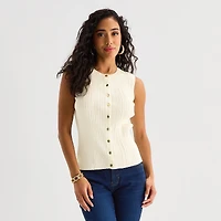 Bold Elements Womens Crew Neck Button Open Front Sweater Vest