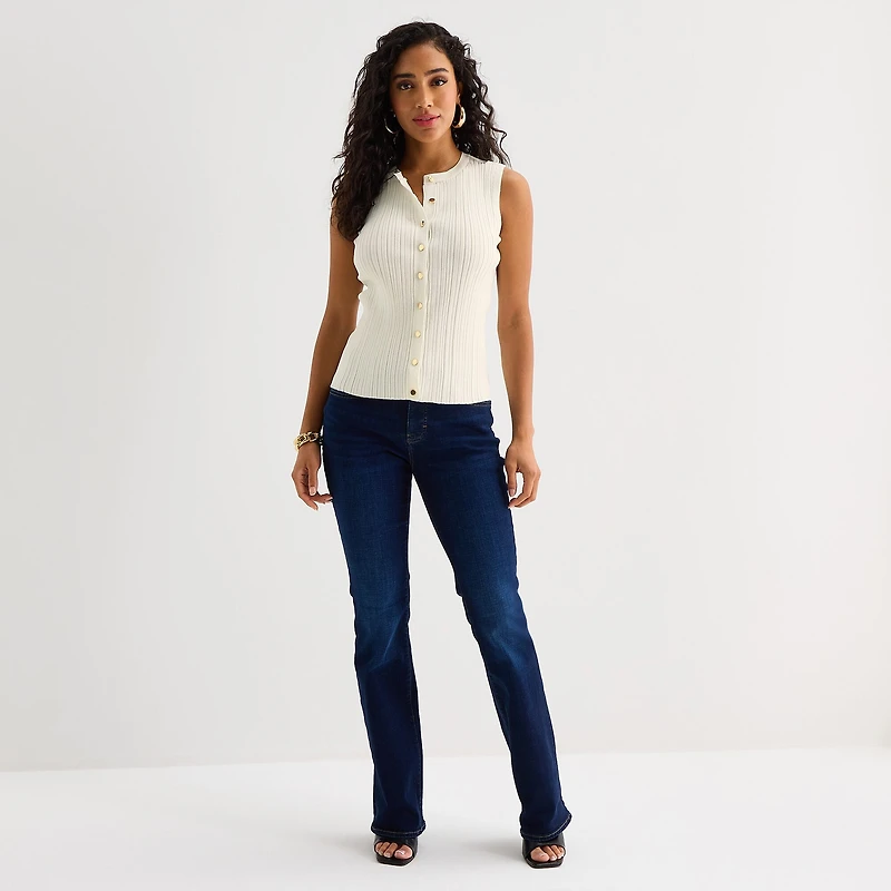 Bold Elements Womens Crew Neck Button Open Front Sweater Vest