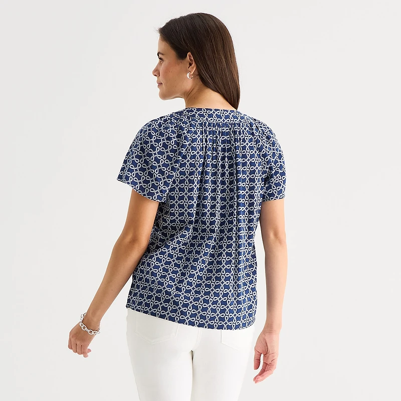 St. John's Bay Womens V Neck Short Sleeve Blouse