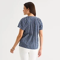 St. John's Bay Womens V Neck Short Sleeve Blouse