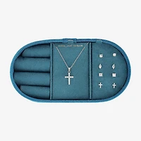 olivia and jackson Womens Cubic Zirconia Pure Silver Over Brass Cross Round Marquise 5-pc. Jewelry Set with Travel Case
