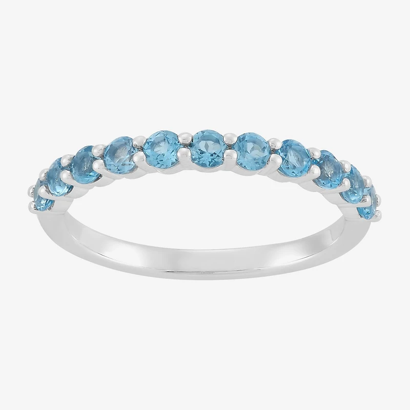 Limited Quantities! Womens 2.5MM Genuine Blue Topaz 14K Gold Band