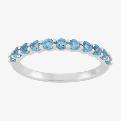Limited Quantities! Womens 2.5MM Genuine Blue Topaz 14K Gold Band
