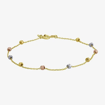 Womens 14K Tri-Color Gold 7.5 Inch Semisolid Cable Chain Bracelet
