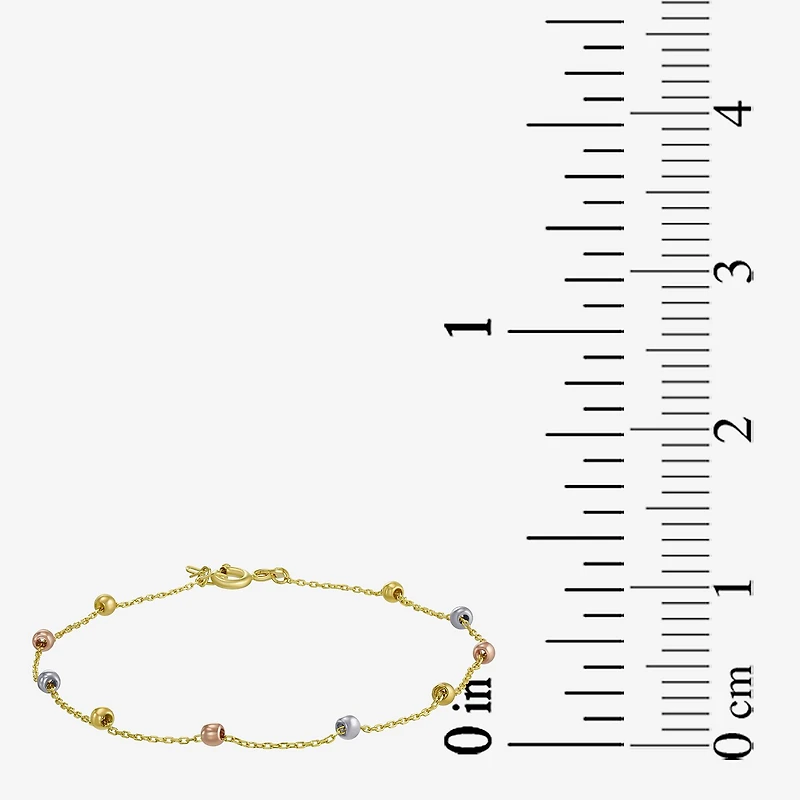 Womens 14K Tri-Color Gold 7.5 Inch Semisolid Cable Chain Bracelet