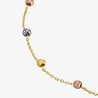 Womens 14K Tri-Color Gold 7.5 Inch Semisolid Cable Chain Bracelet