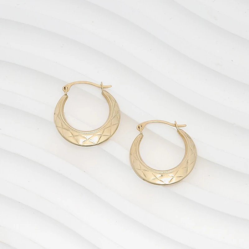 Womens 14K Gold 20mm Round Hoop Earrings