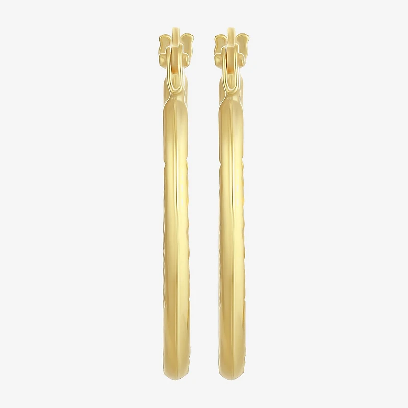 Womens 14K Gold 20.5mm Oval Hoop Earrings