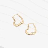Womens 14K Gold 19mm Heart Hoop Earrings