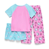 Toddler Girls Hello Kitty Crew Neck Short Sleeve 3-pc. Pajama Set