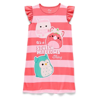 Little & Big Kid Girls Squishmallows Crew Neck Short Sleeve Pajama Set