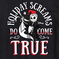 Mens Crew Neck Short Sleeve Regular Fit Nightmare Before Christmas Big and Tall Graphic T-Shirt