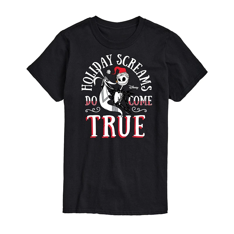Mens Crew Neck Short Sleeve Regular Fit Nightmare Before Christmas Big and Tall Graphic T-Shirt