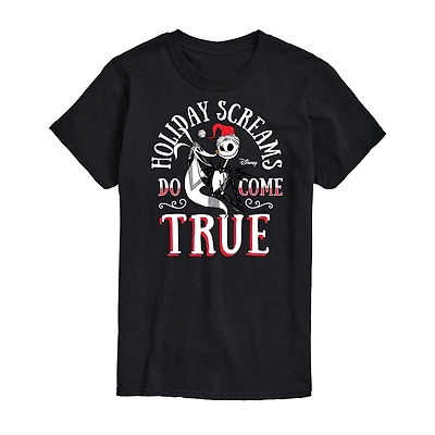 Mens Crew Neck Short Sleeve Regular Fit Nightmare Before Christmas Big and Tall Graphic T-Shirt