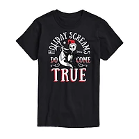 Mens Crew Neck Short Sleeve Regular Fit Nightmare Before Christmas Big and Tall Graphic T-Shirt