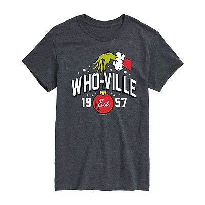 Mens Crew Neck Short Sleeve Regular Fit Grinch Big and Tall Graphic T-Shirt