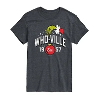 Mens Crew Neck Short Sleeve Regular Fit Grinch Big and Tall Graphic T-Shirt