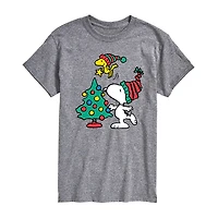 Mens Crew Neck Short Sleeve Regular Fit Snoopy Big and Tall Graphic T-Shirt