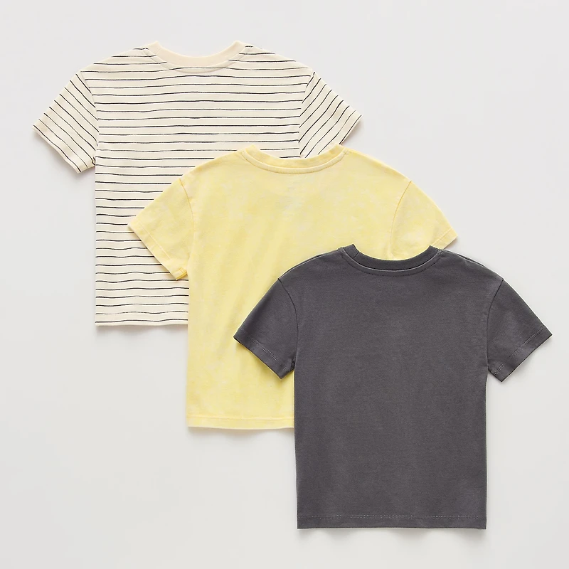 Grayson Little Toddler Boys Crew Neck Short Sleeve Relaxed Fit 3 Pack Graphic T-Shirt