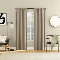 Sun Zero Presley Herringbone Magnetic Rod Pocket 100% Blackout Set of 2 Curtain Panel