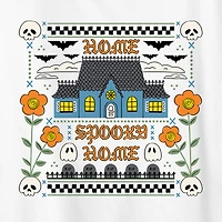 Home Spooky Womens Crew Neck Short Sleeve Regular Fit Graphic T-Shirt
