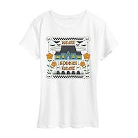 Home Spooky Womens Crew Neck Short Sleeve Regular Fit Graphic T-Shirt