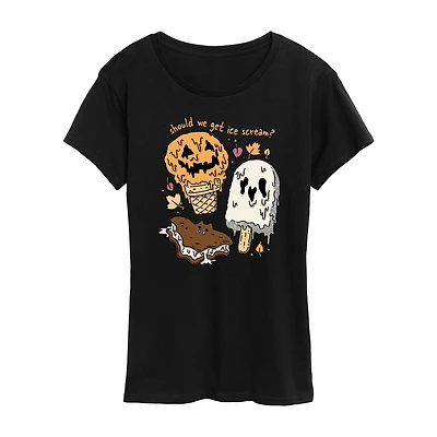 Ice Scream Halloween Womens Crew Neck Short Sleeve Regular Fit Graphic T-Shirt