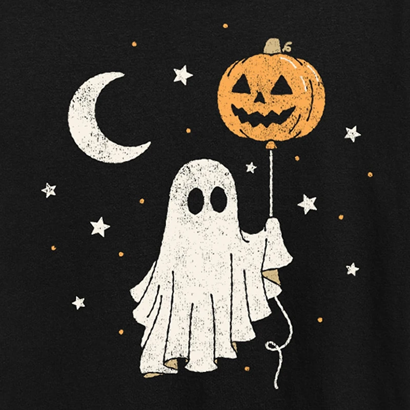 Ghost Pumpkin Balloon Womens Crew Neck Short Sleeve Regular Fit Graphic T-Shirt
