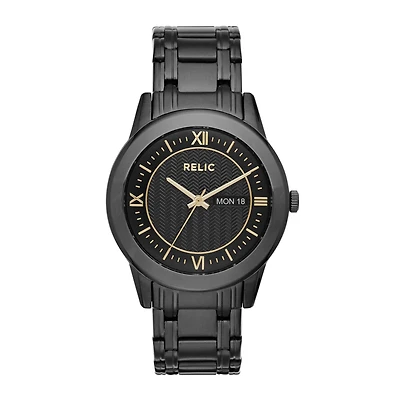 Relic By Fossil Caldwell Mens Black Stainless Steel Bracelet Watch Zr12141
