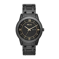 Relic By Fossil Caldwell Mens Black Stainless Steel Bracelet Watch Zr12141