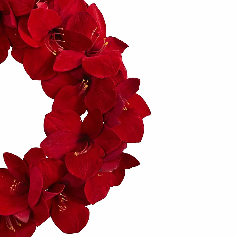 Nearly Natural 22in Amaryllis Wreath