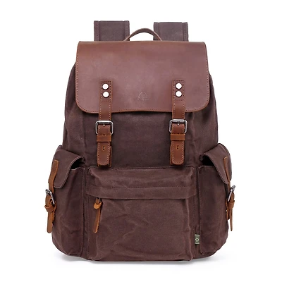 TSD Brand Stone Creek Waxed Canvas Unisex Adult Adjustable Straps Padded Straps Backpack