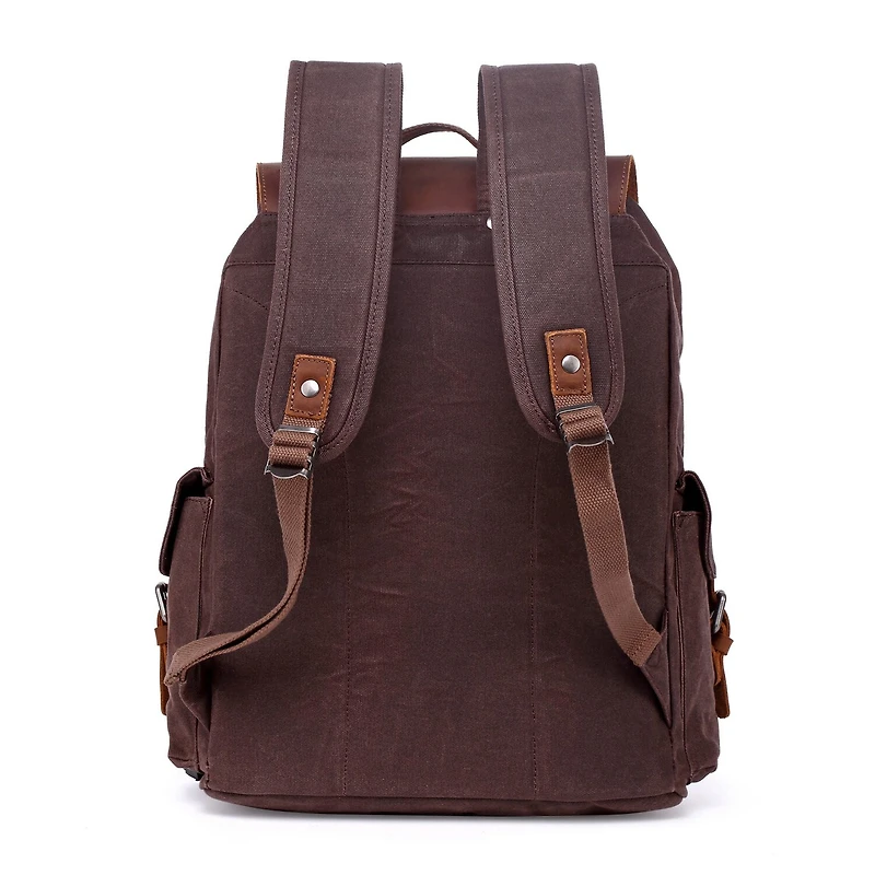 TSD Brand Stone Creek Waxed Canvas Unisex Adult Adjustable Straps Padded Straps Backpack