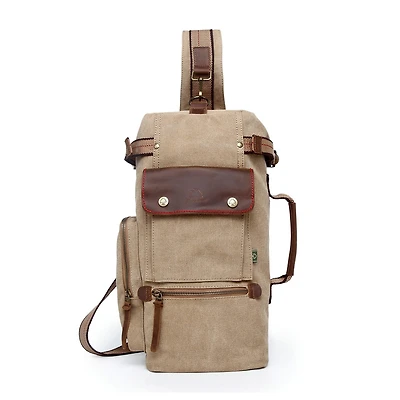 TSD Brand Hill Side Canvas Sling Bag Unisex Adult Adjustable Straps Padded Backpack