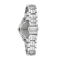 Bulova Crystal Womens Crystal Accent Silver Tone Stainless Steel Bracelet Watch 96l291