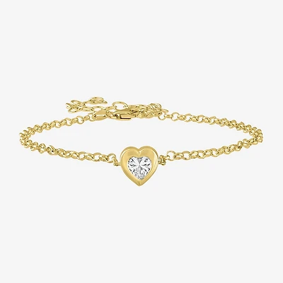 Diamond Addiction (G-H / Si2-I1) Womens 10K Gold 8 Inch Cable Heart Chain Bracelet