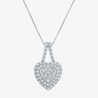 (G-H / Si2-I1) Womens 1/3 CT. T.W. Lab Grown White Diamond 10K Gold Heart 18 Inch Pendant Necklace