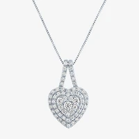 (G-H / Si2-I1) Womens 1/3 CT. T.W. Lab Grown White Diamond 10K Gold Heart 18 Inch Pendant Necklace