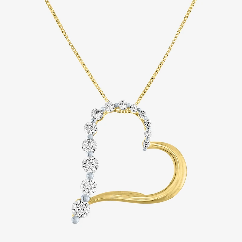 (G-H / Si2-I1) Womens 1/3 CT. T.W. Lab Grown White Diamond 10K Gold Heart 18 Inch Pendant Necklace