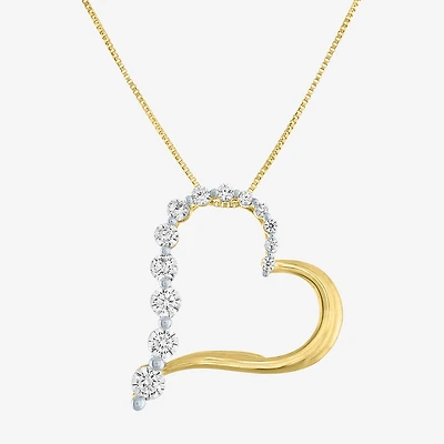 (G-H / Si2-I1) Womens 1/3 CT. T.W. Lab Grown White Diamond 10K Gold Heart 18 Inch Pendant Necklace