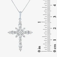G-H / Si2-I1) Womens 1/ CT. T.W. Lab Grown White Diamond 10K Gold Cross 18 Inch Pendant Necklace