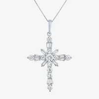G-H / Si2-I1) Womens 1/ CT. T.W. Lab Grown White Diamond 10K Gold Cross 18 Inch Pendant Necklace