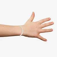 Girls White Cultured Freshwater Pearl 14K Gold Round Strand Bracelet
