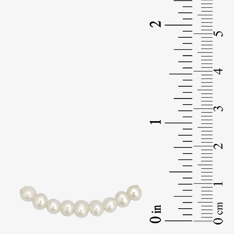 Girls White Cultured Freshwater Pearl 14K Gold Round Strand Bracelet