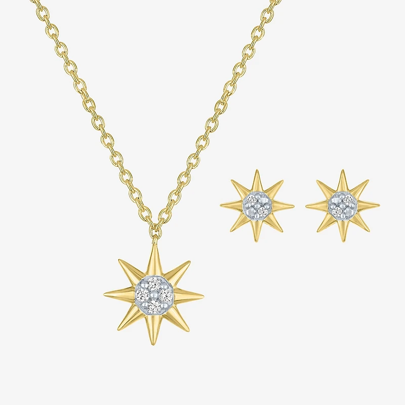 Diamond Addiction North Star (G-H / Si2-I1) Womens Diamond Accent Lab Grown White Diamond 14K Gold Over Silver Star 2-pc. Jewelry Set