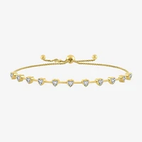 (G-H / I1-I2) Womens 1/10 CT. T.W. Lab Grown White Diamond 14K Gold Over Silver Heart Bolo Bracelet