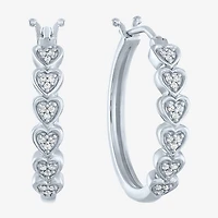 (G-H / I1-I2) Womens 1/10 CT. T.W. Lab Grown White Diamond Sterling Silver 20.8mm Heart Hoop Earrings