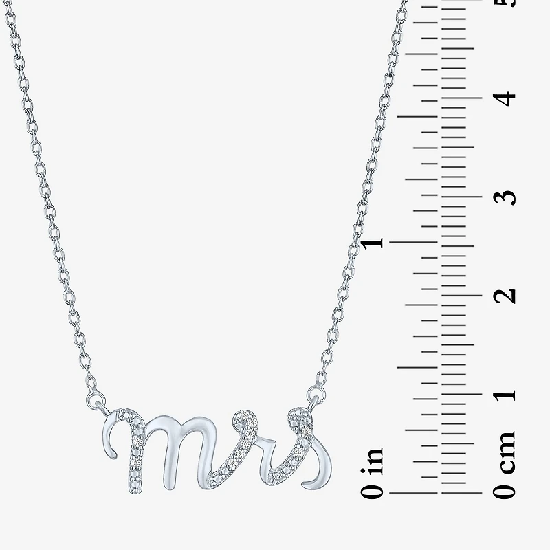 Diamond Accent "Mrs" (G-H / Si2-I1) Womens Lab Grown White Sterling Silver 18 Inch Pendant Necklace