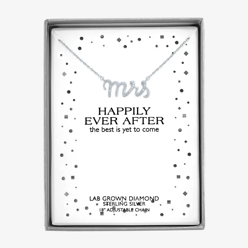 Diamond Accent "Mrs" (G-H / Si2-I1) Womens Lab Grown White Sterling Silver 18 Inch Pendant Necklace